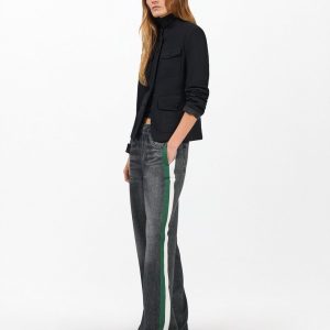 Miramar Sport Stripe Track Pants Washedblck Grn Wht Stripe
